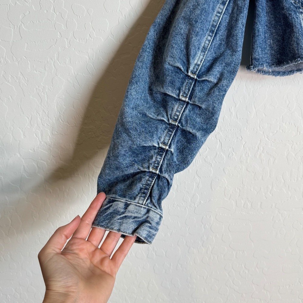 We The Free Ollie Femme Cropped Denim Trucker Jacket Preppy Women's Cropped - Picture 10 of 10
